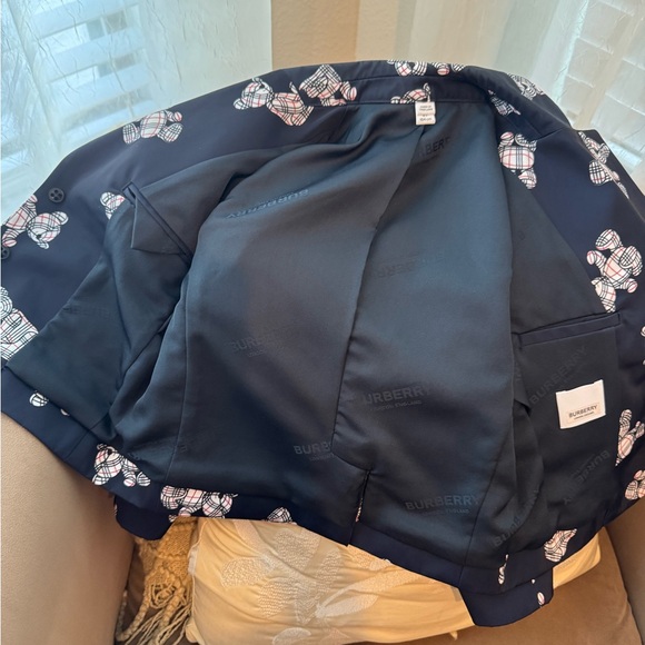 Burberry Dark Blue Blazer with Bear Check Accents Girls) size 4 - Picture 2 of 2